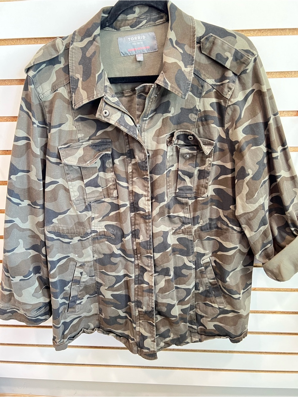 Torrid Olive Green Camo Utility Jacket Womens Plus 2x